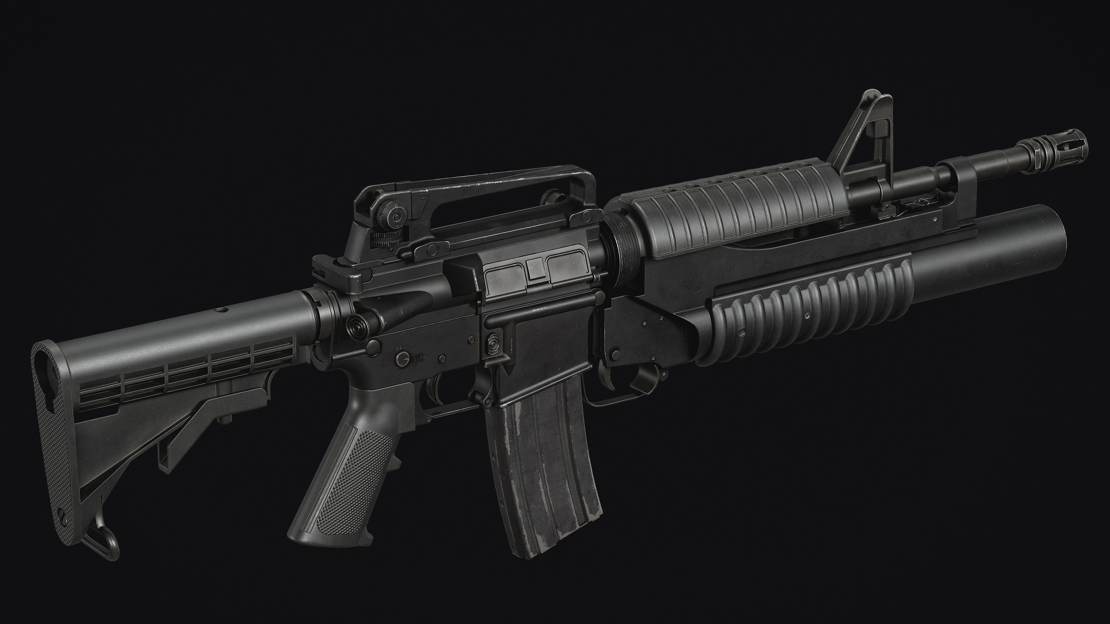 M4-AR15 Rifle Low-poly 3D model_7