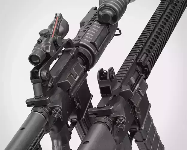 M4-AR15 Rifle Low-poly 3D model
