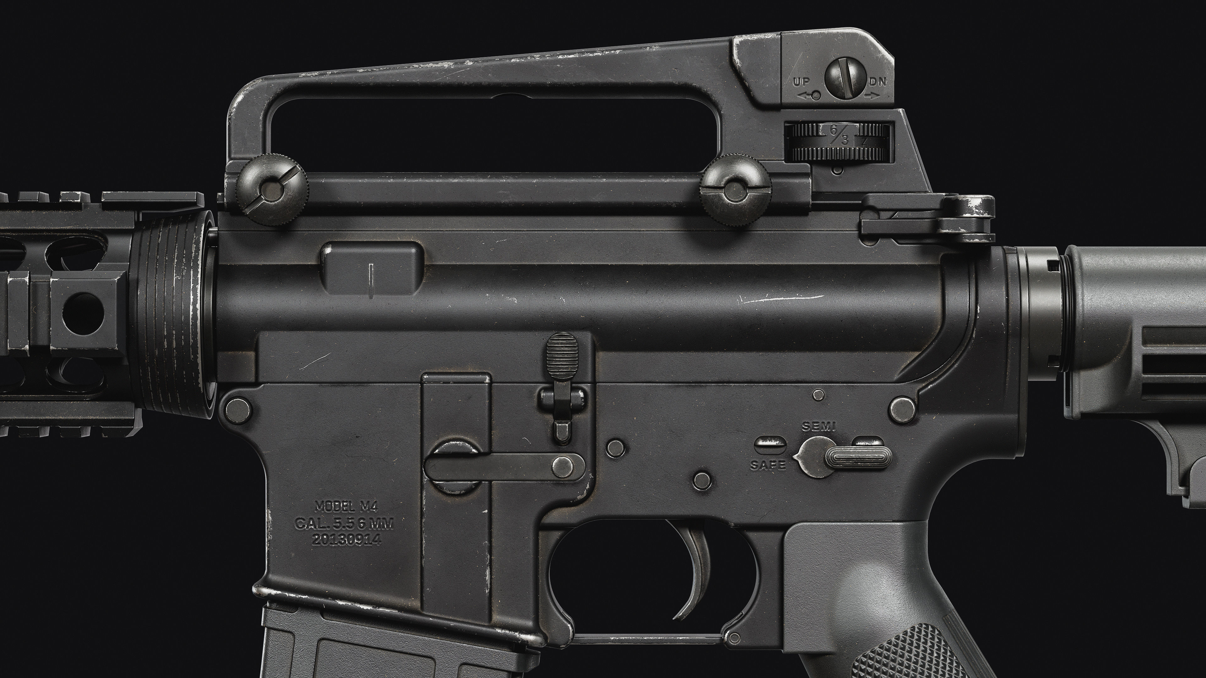 M4-AR15 Rifle Low-poly 3D model_19