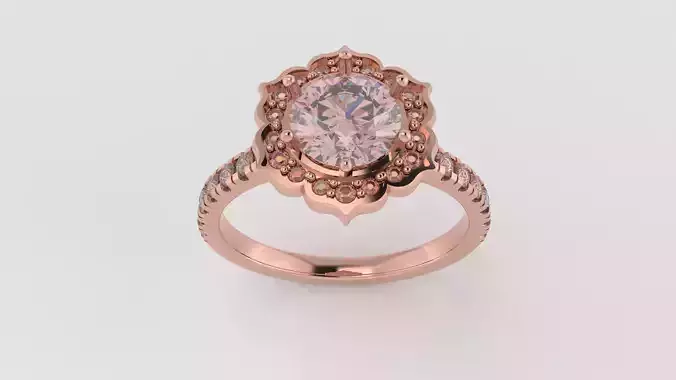 Petal Round Halo Ring