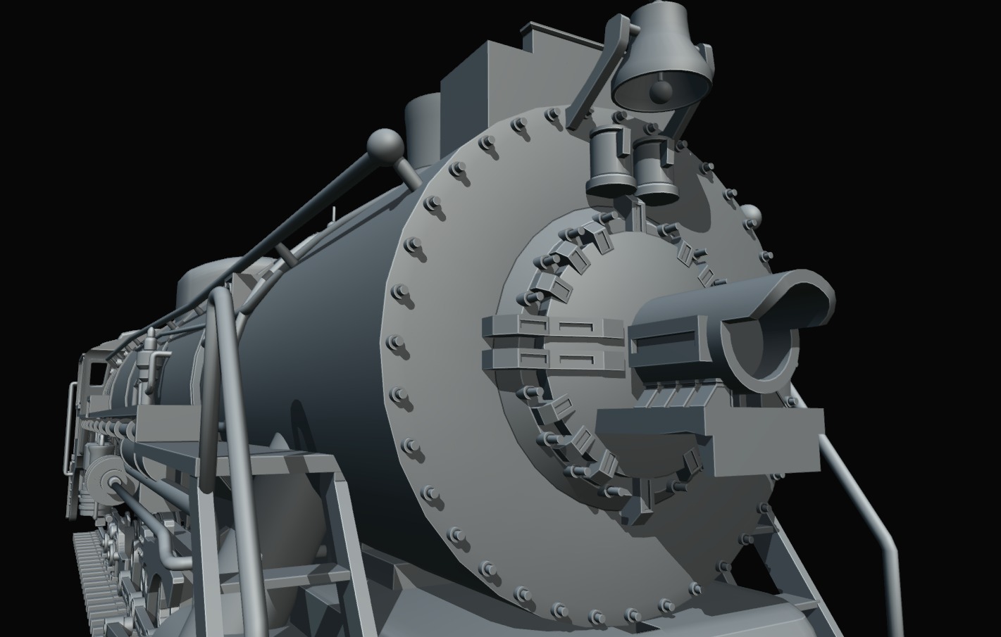 Rigged 4-8-4 Steam Locomotive - High-Poly Animated Train Model 3D model_15