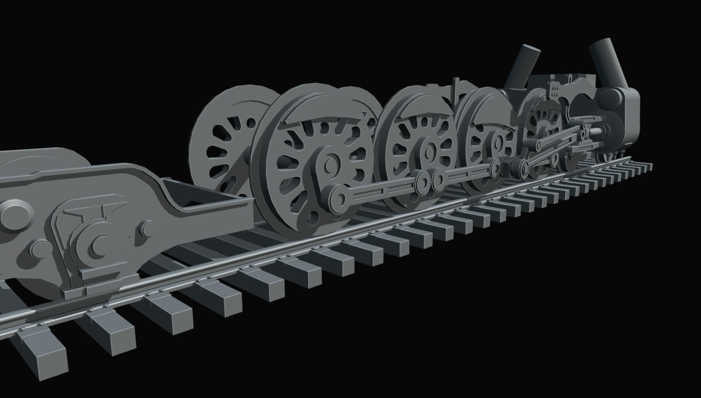 Rigged 4-8-4 Steam Locomotive - High-Poly Animated Train Model 3D model_17