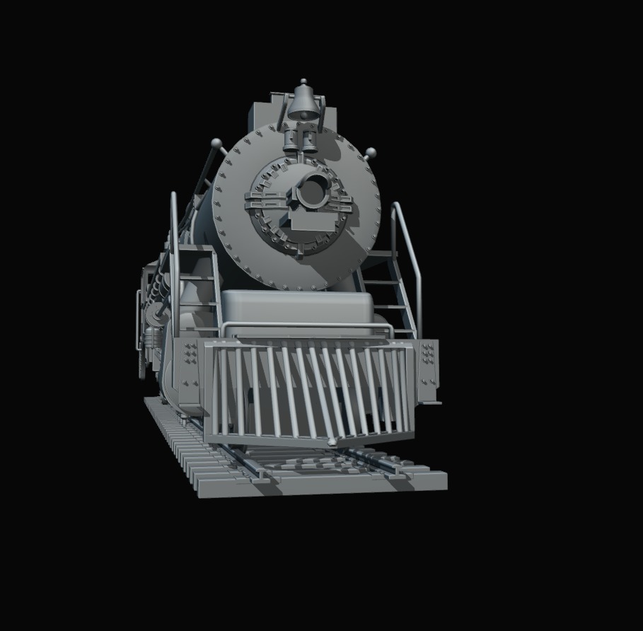 Rigged 4-8-4 Steam Locomotive - High-Poly Animated Train Model 3D model_14