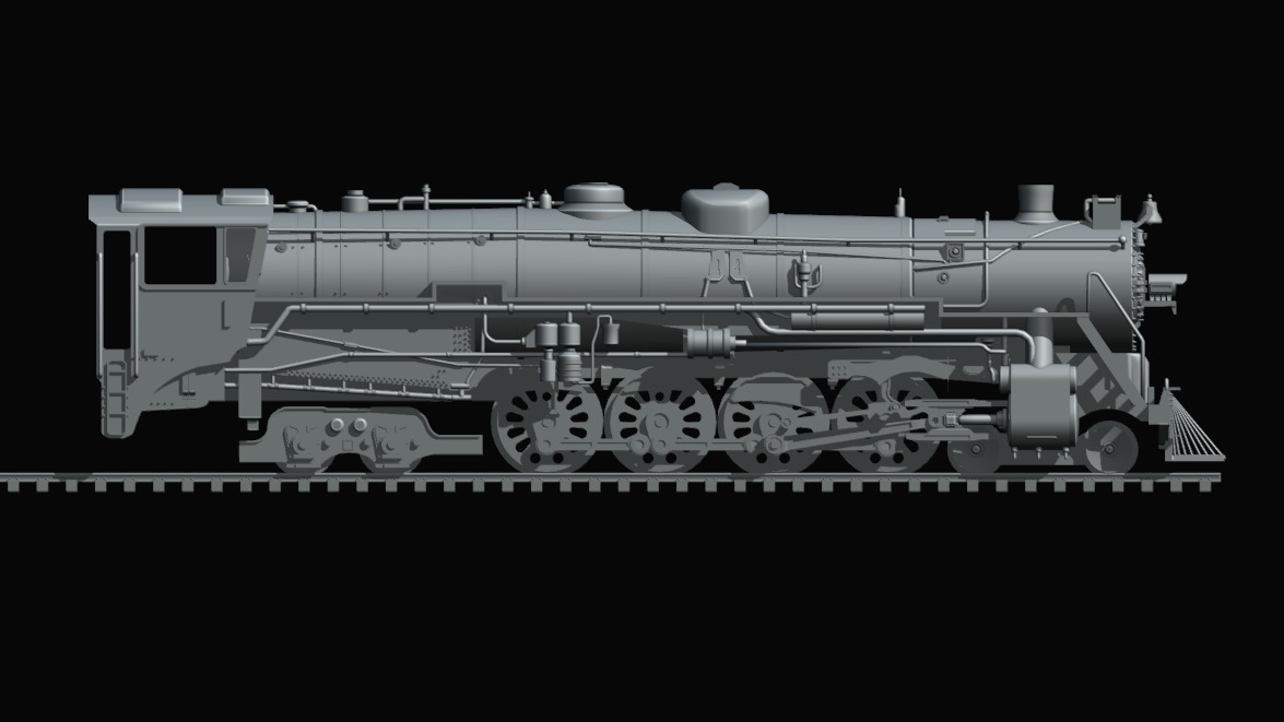 Rigged 4-8-4 Steam Locomotive - High-Poly Animated Train Model 3D model_13