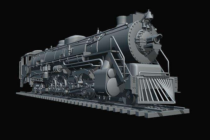 Rigged 4-8-4 Steam Locomotive - High-Poly Animated Train Model 3D model