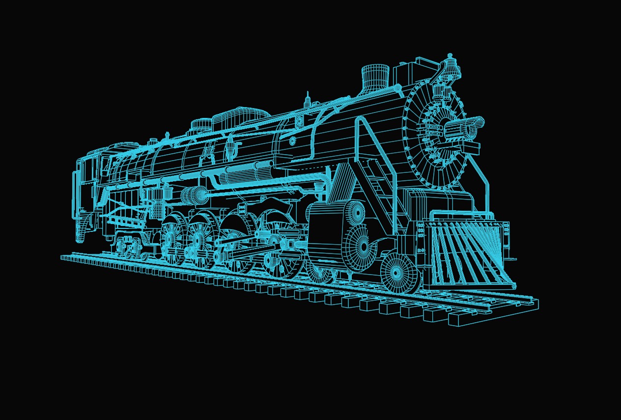 Rigged 4-8-4 Steam Locomotive - High-Poly Animated Train Model 3D model_21