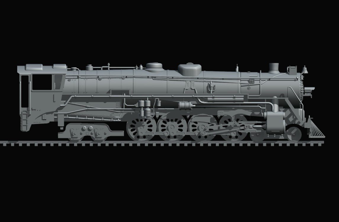 Rigged 4-8-4 Steam Locomotive - High-Poly Animated Train Model 3D model_12