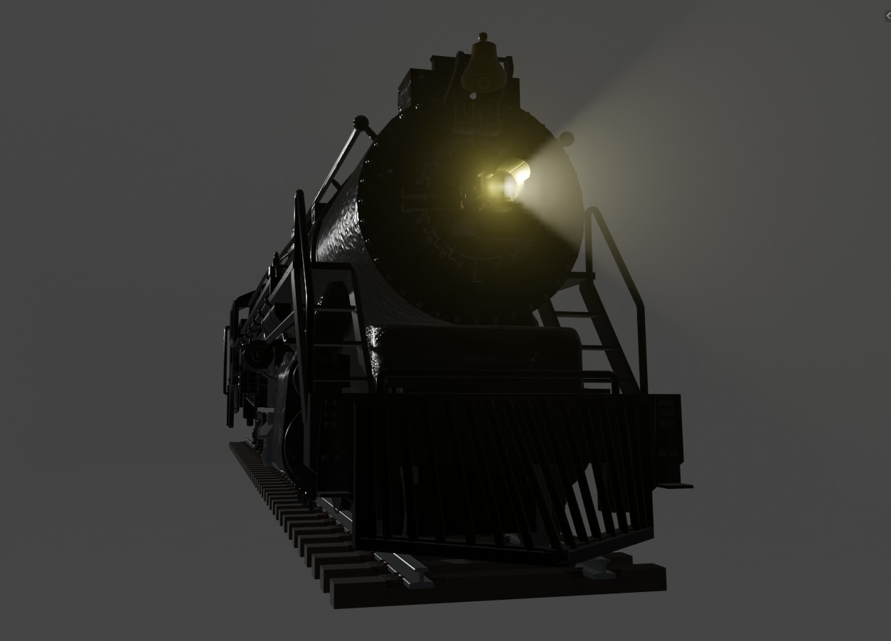 Rigged 4-8-4 Steam Locomotive - High-Poly Animated Train Model 3D model_5