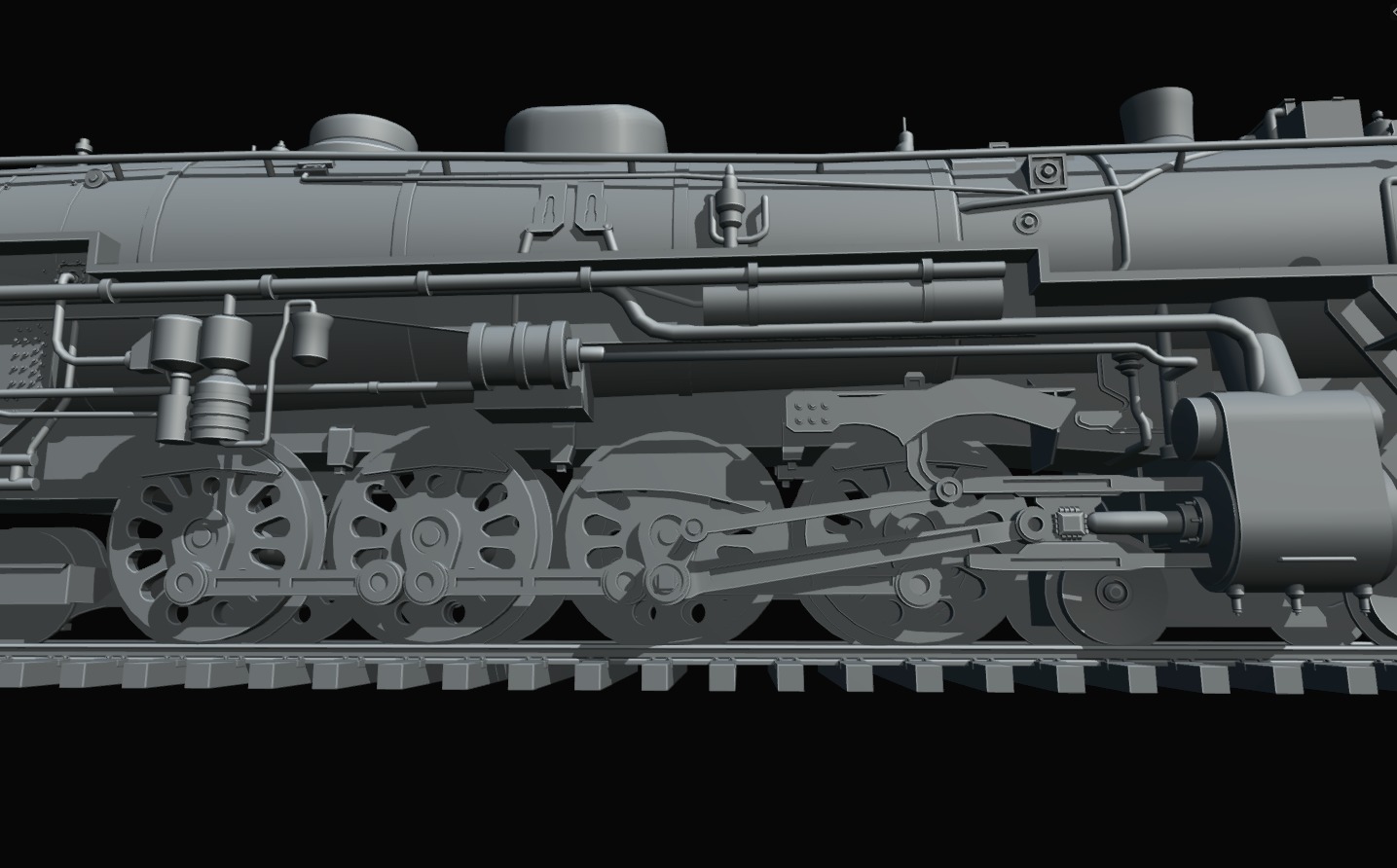 Rigged 4-8-4 Steam Locomotive - High-Poly Animated Train Model 3D model_11