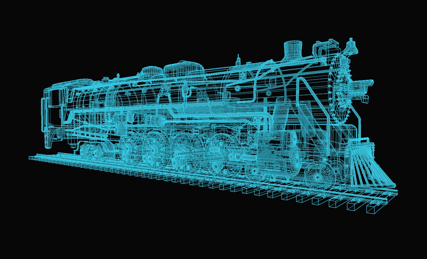 Rigged 4-8-4 Steam Locomotive - High-Poly Animated Train Model 3D model_22
