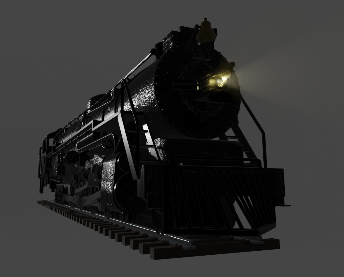 Rigged 4-8-4 Steam Locomotive - High-Poly Animated Train Model 3D model_8