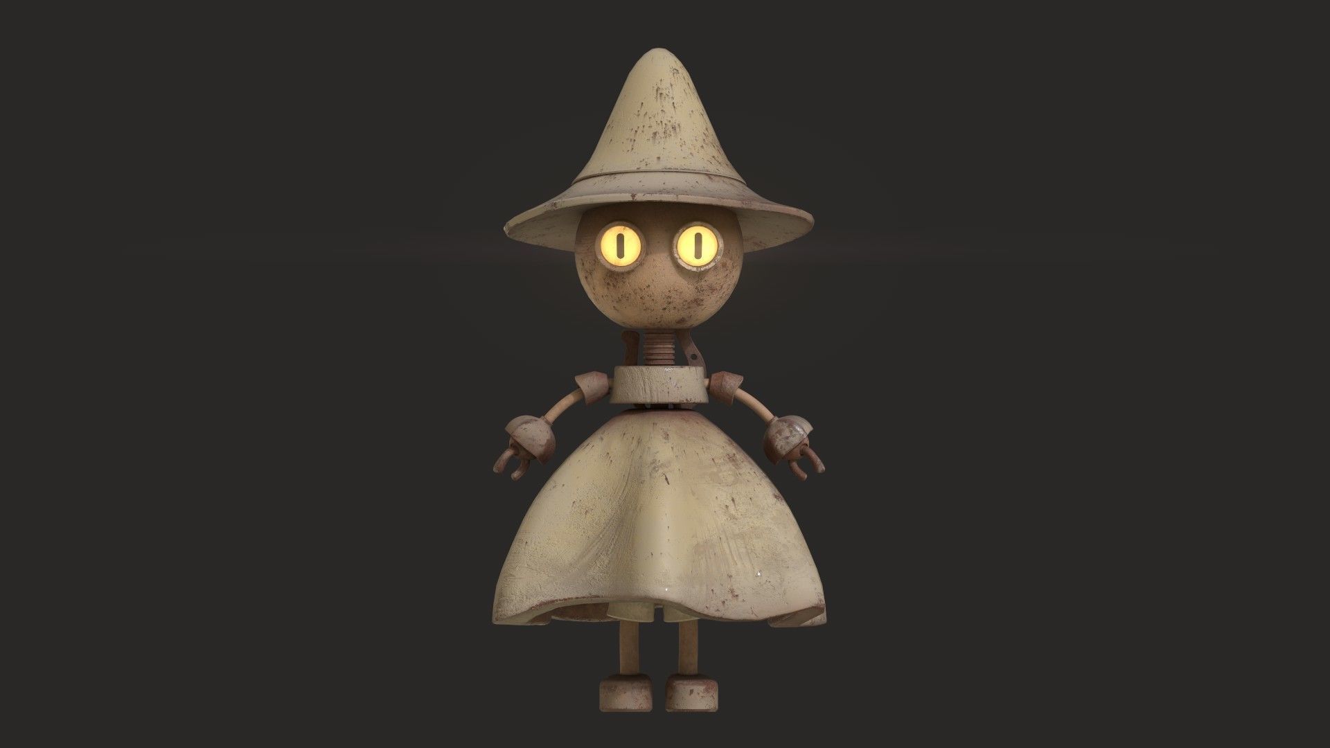 Stylized Robot Witch Low-poly 3D model_3