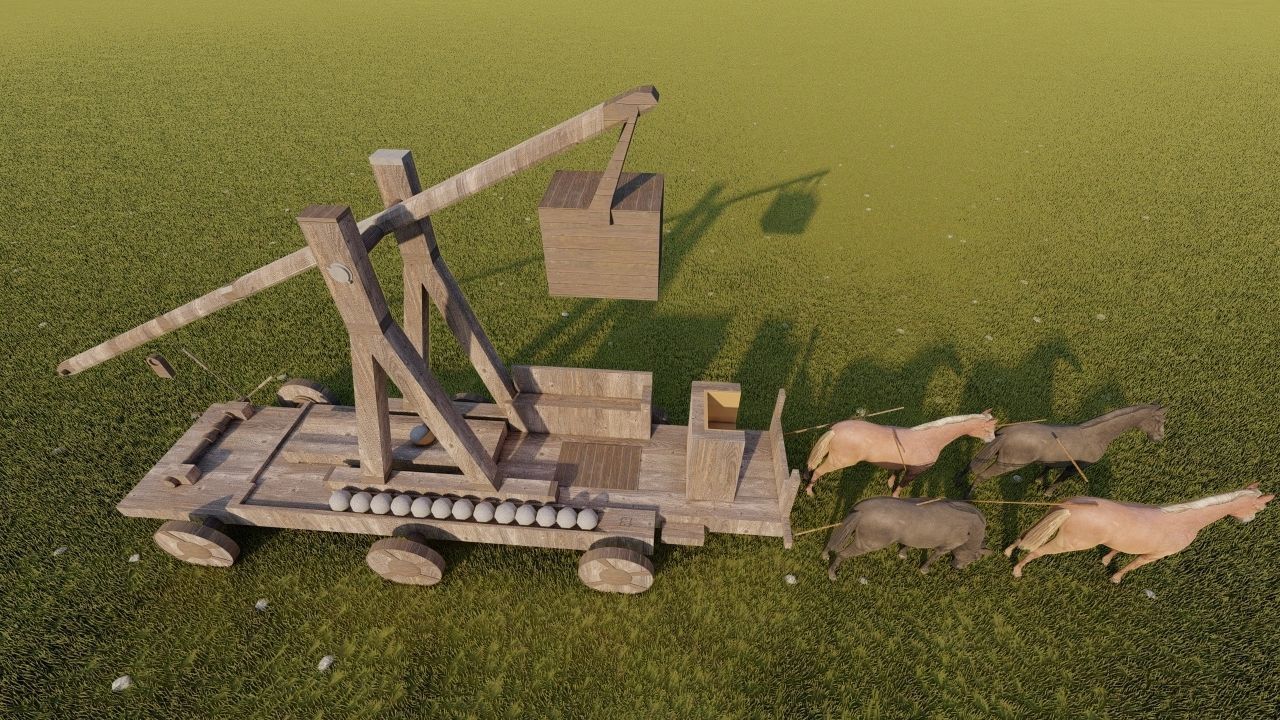 Medieval Catapult 3D model_1