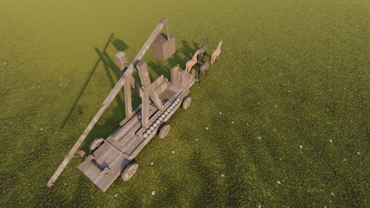 Medieval Catapult 3D model_7