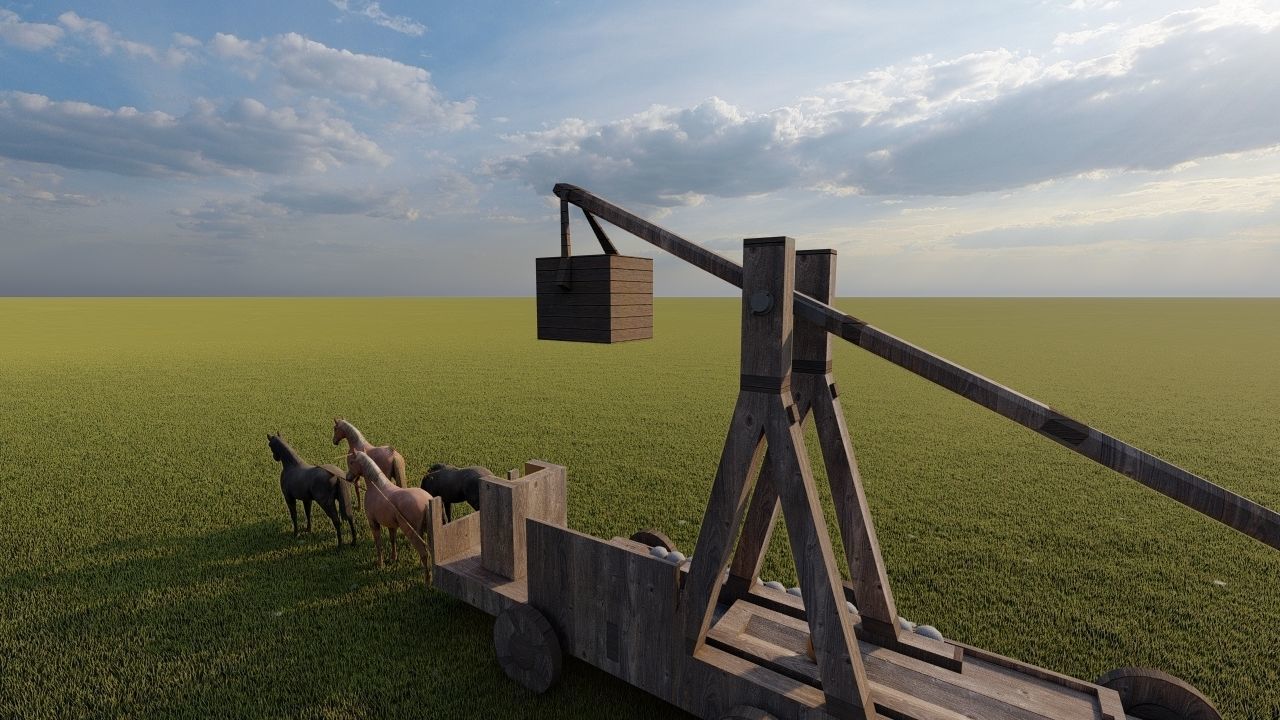 Medieval Catapult 3D model_8