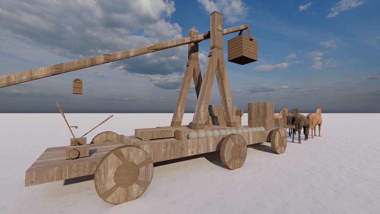 Medieval Catapult 3D model_19