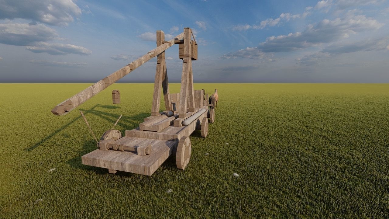 Medieval Catapult 3D model_4