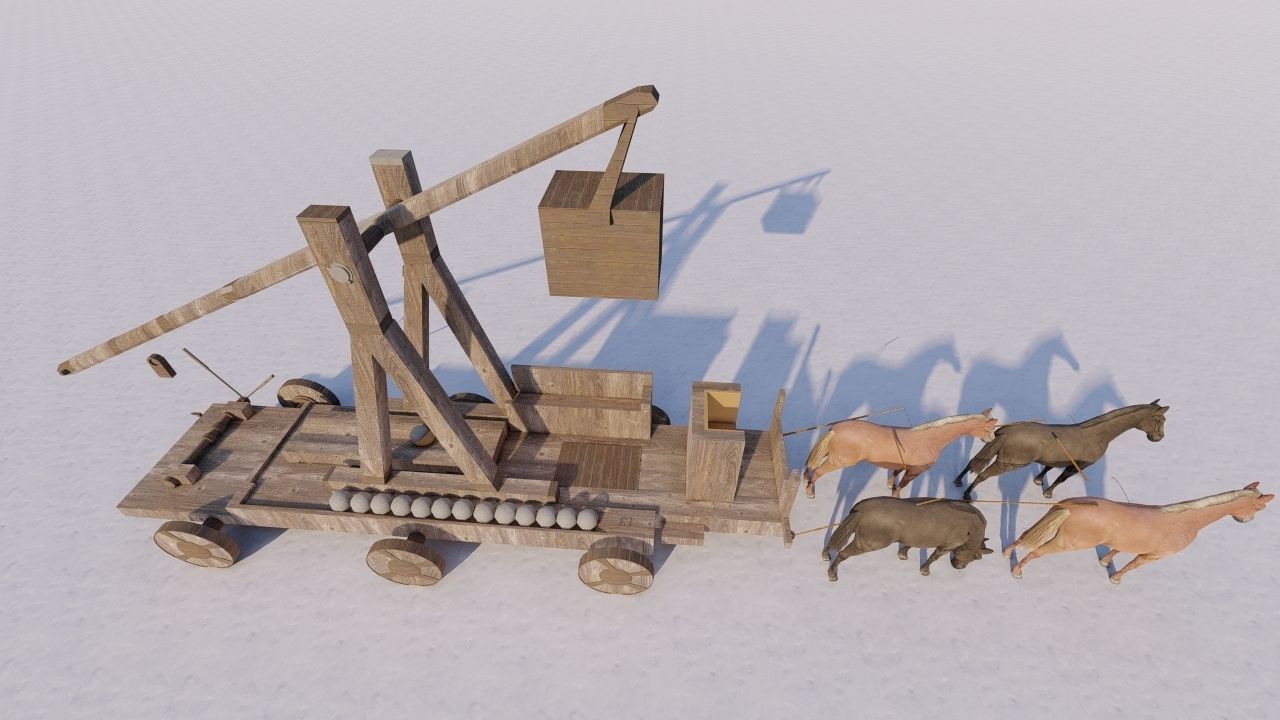 Medieval Catapult 3D model_11