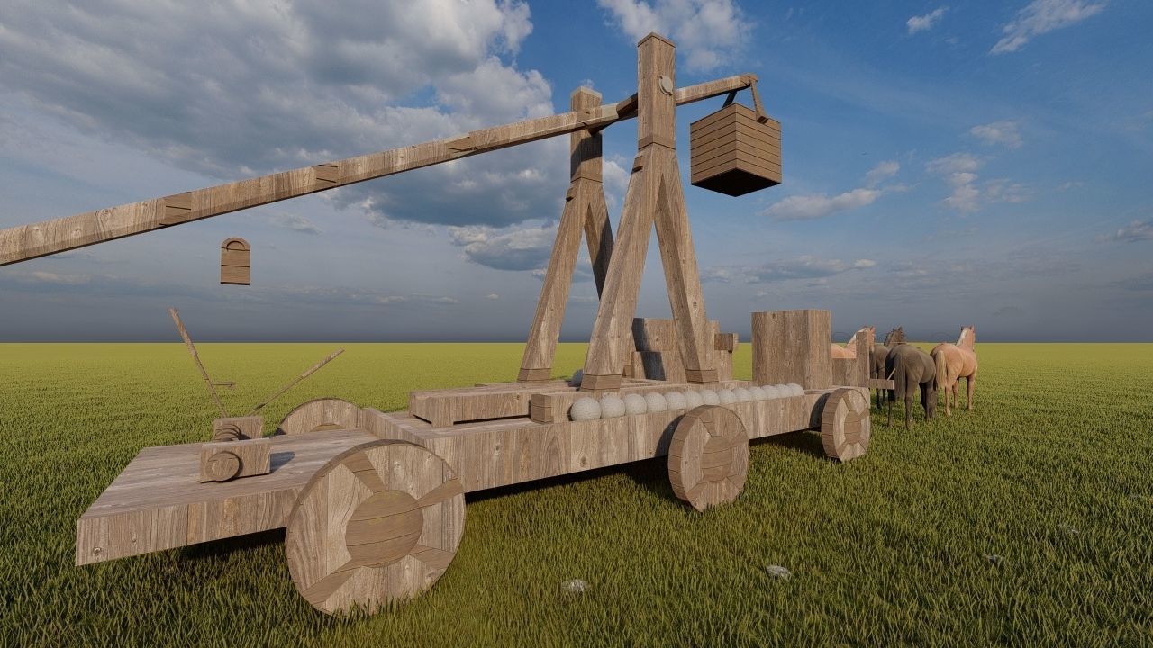 Medieval Catapult 3D model_9