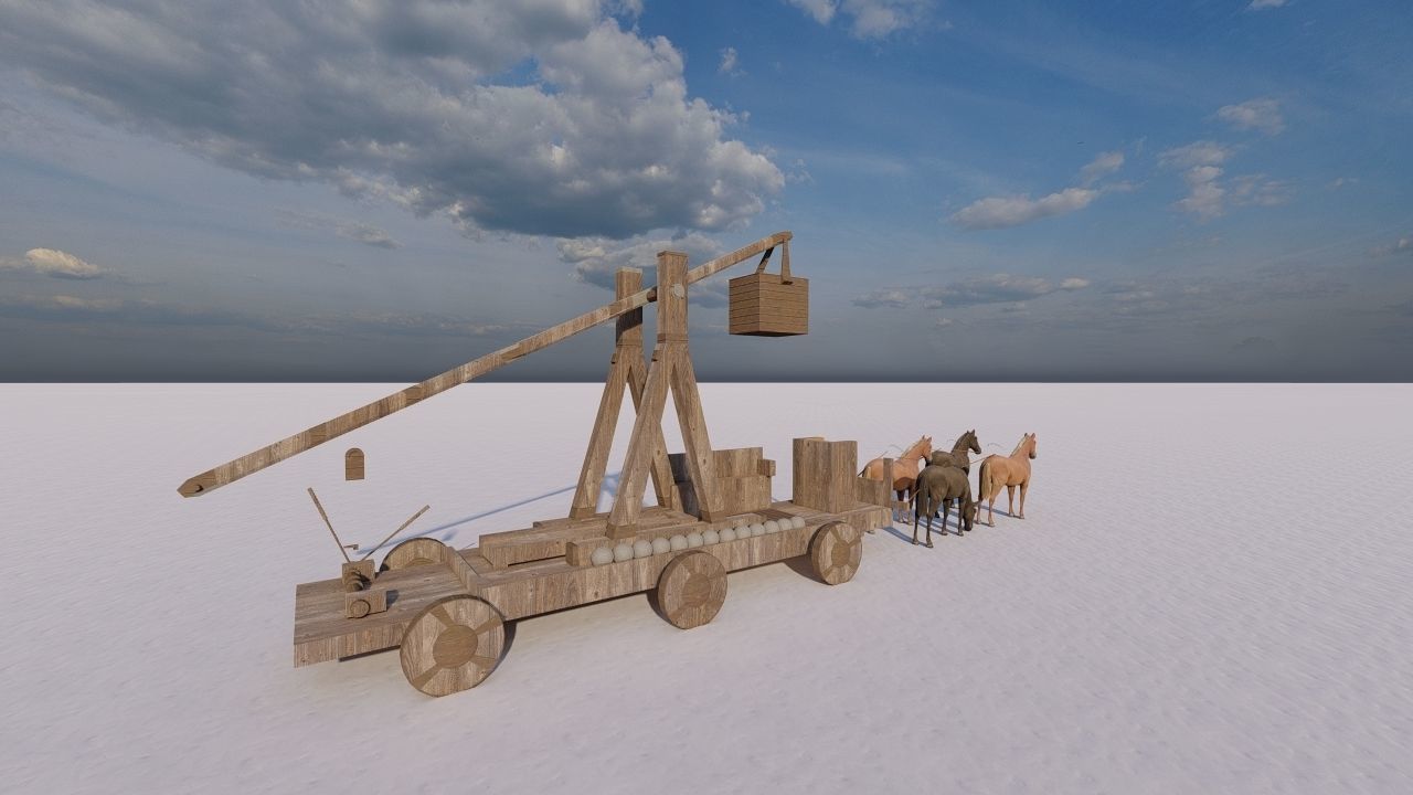 Medieval Catapult 3D model_13