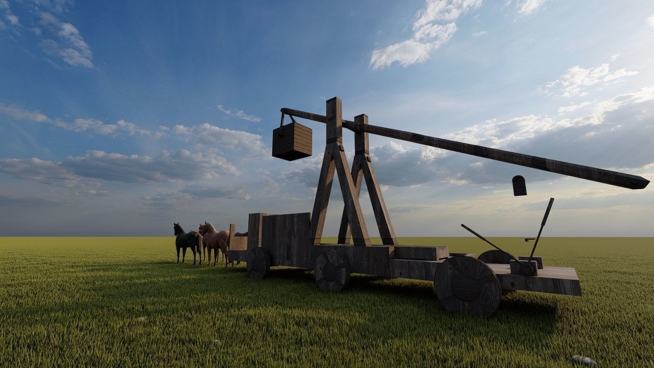Medieval Catapult 3D model_6