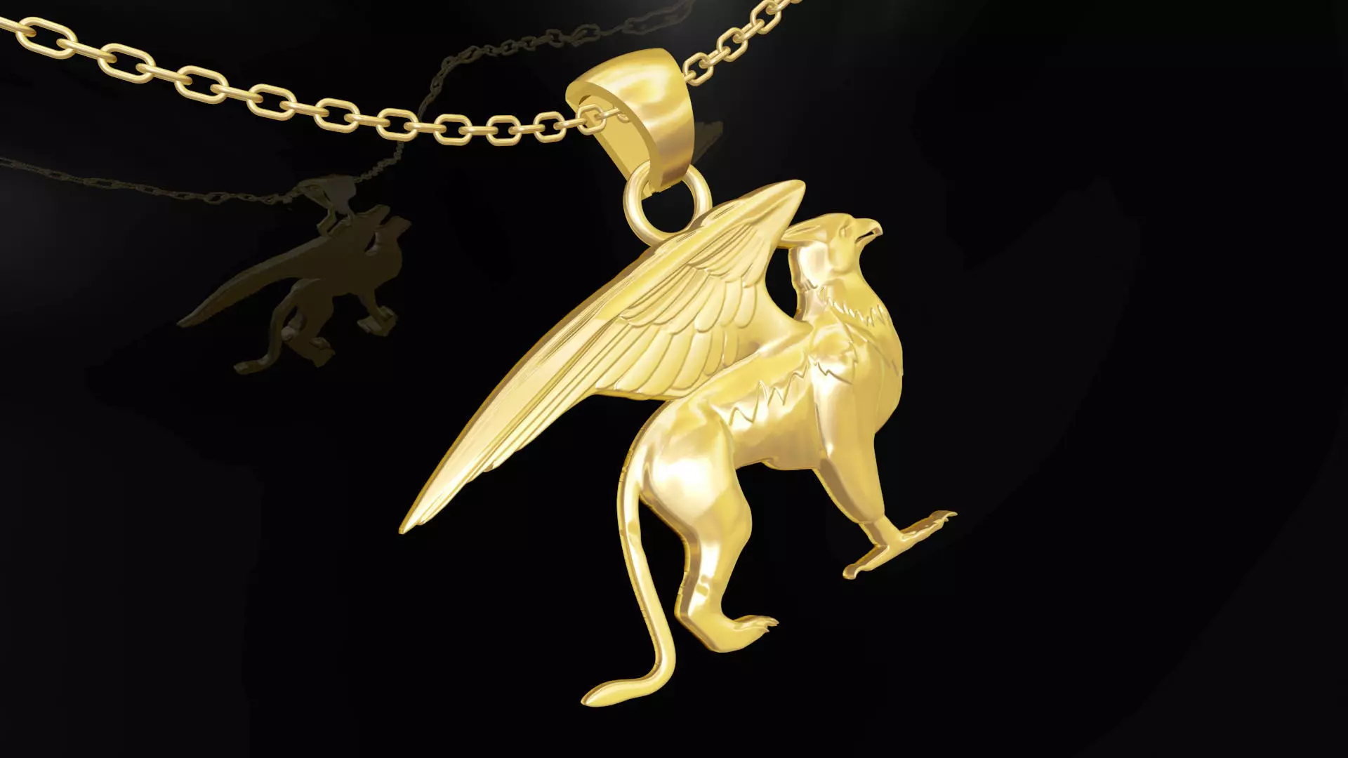 Griffin gold pendant jewelry 3D print model