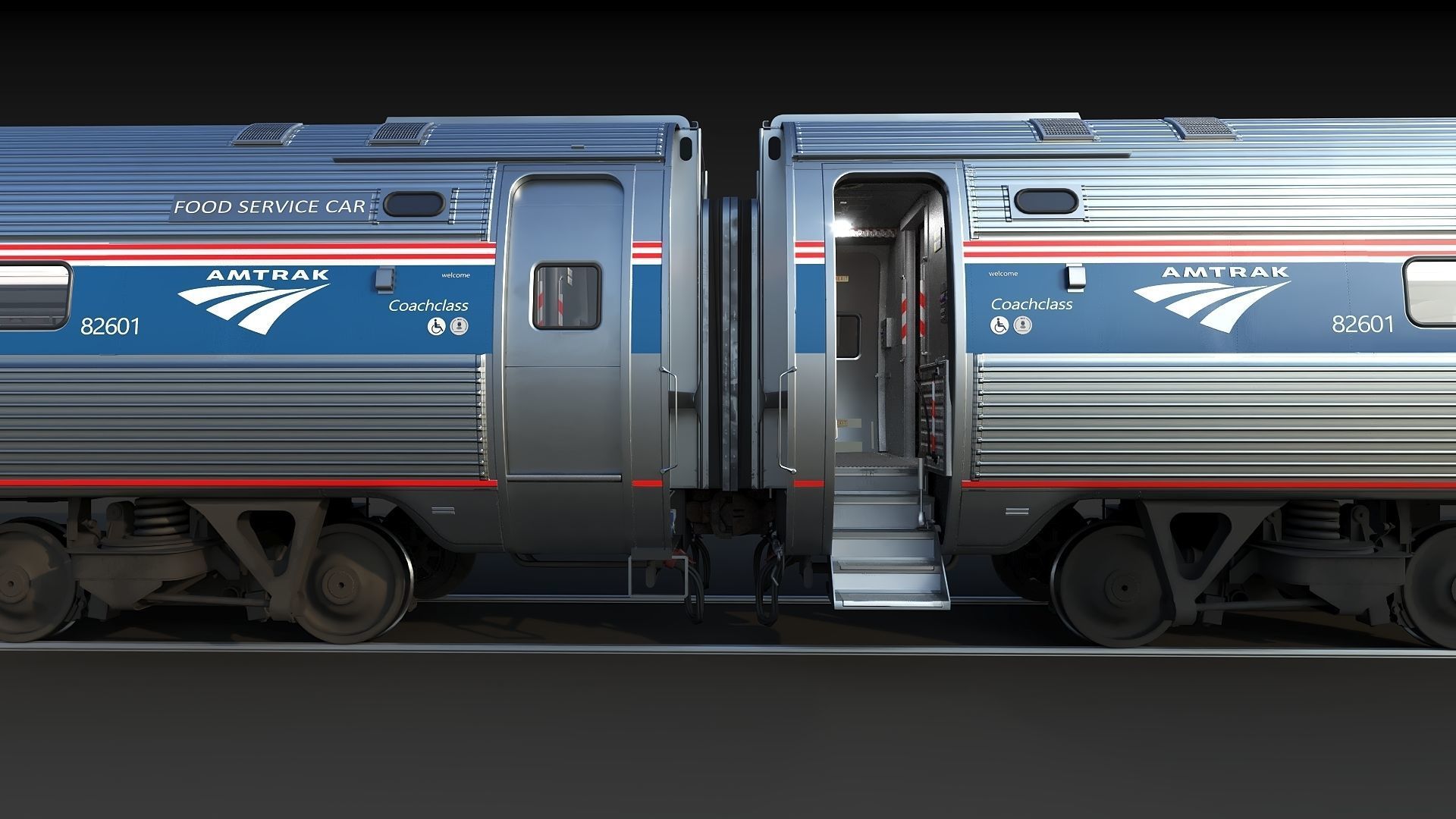 Amfleet 1 Coach Class Low-poly 3D model_15