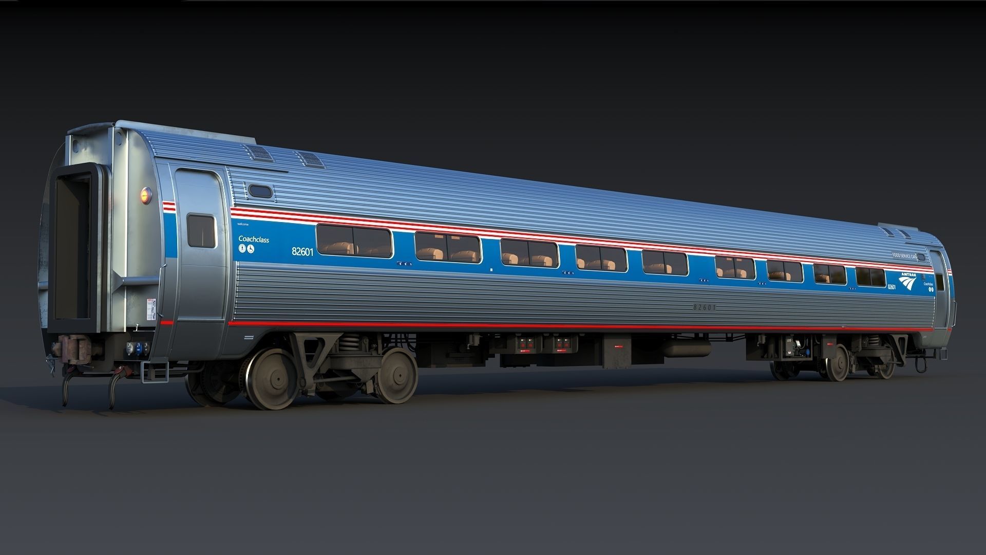 Amfleet 1 Coach Class Low-poly 3D model_2