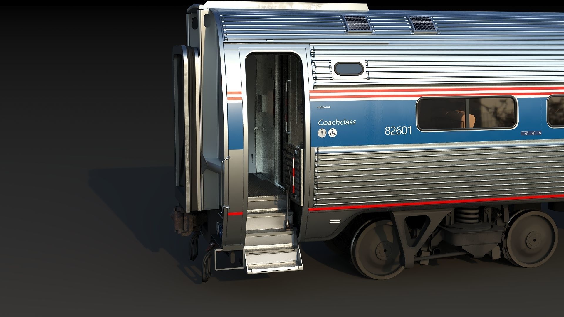 Amfleet 1 Coach Class Low-poly 3D model_13