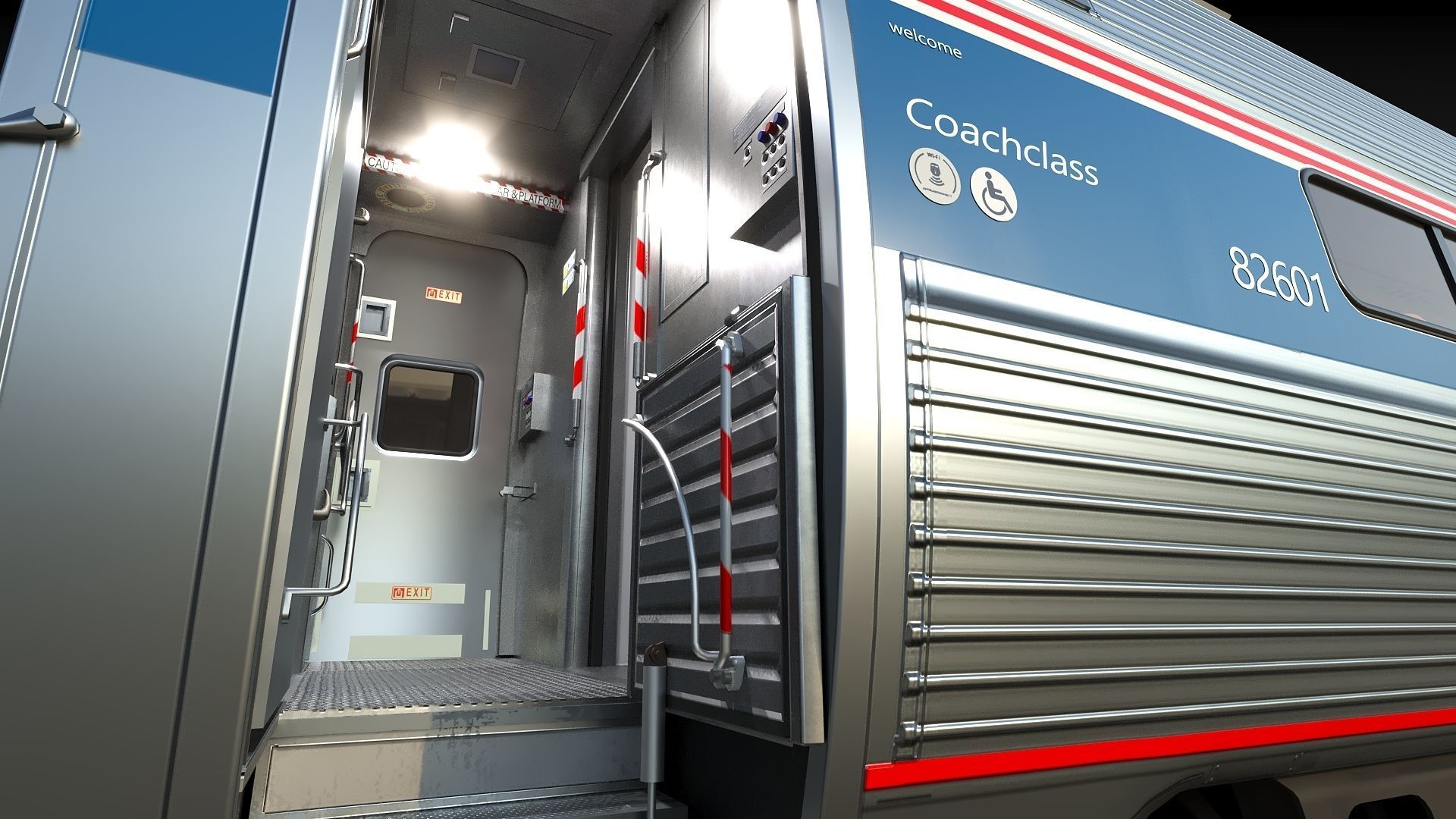 Amfleet 1 Coach Class Low-poly 3D model_14