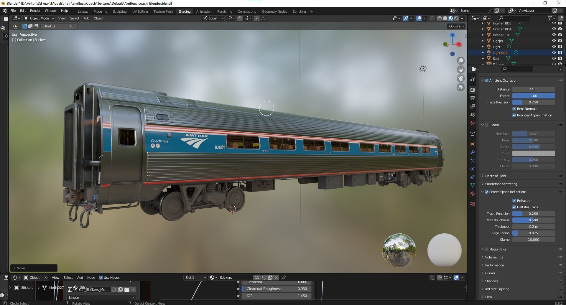 Amfleet 1 Coach Class Low-poly 3D model_45