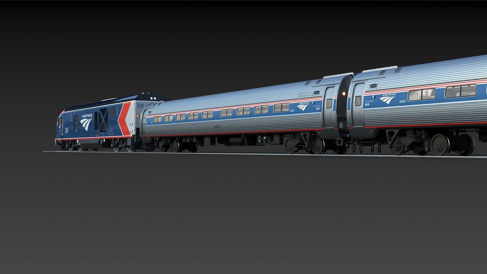 Amfleet 1 Coach Class Low-poly 3D model_34