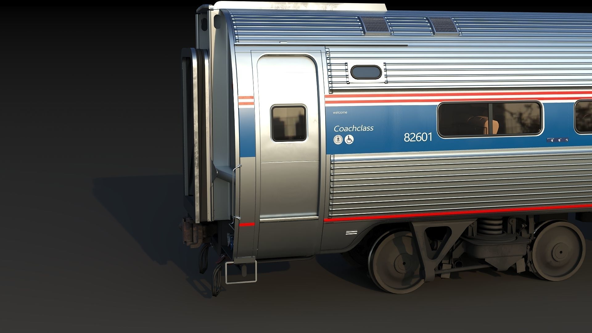 Amfleet 1 Coach Class Low-poly 3D model_11
