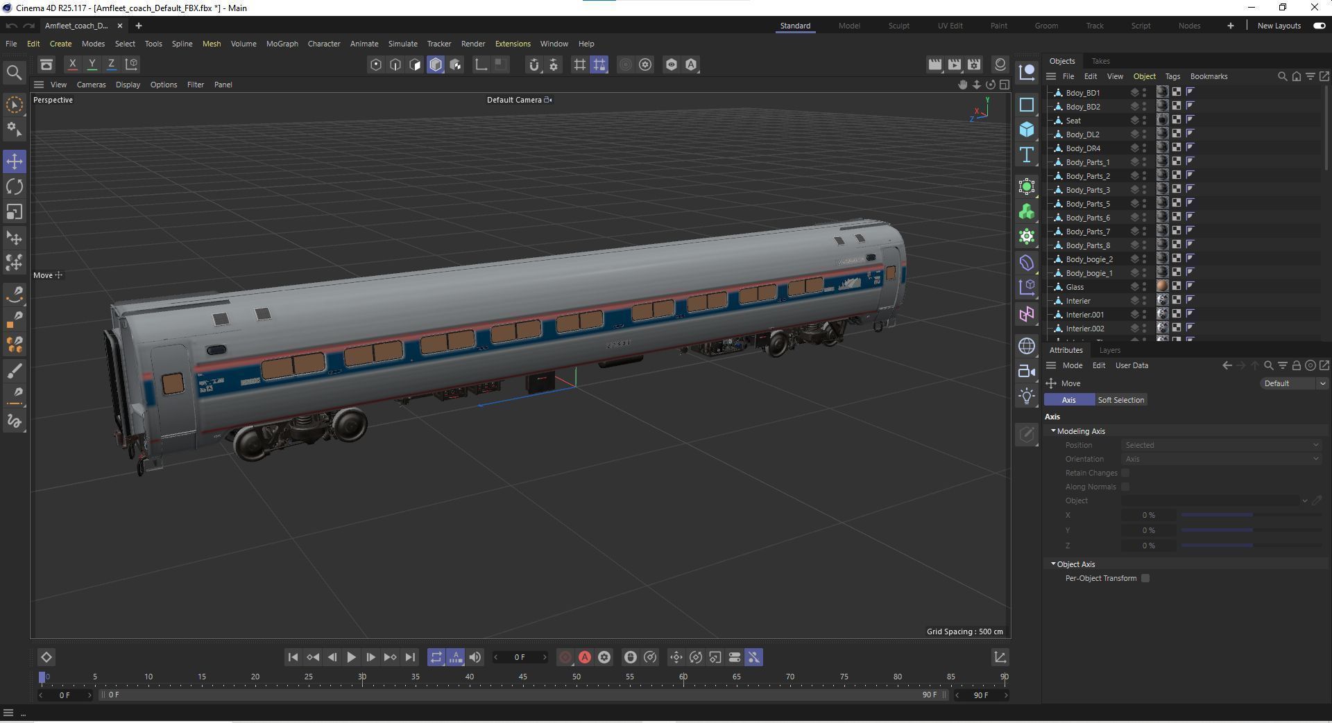 Amfleet 1 Coach Class Low-poly 3D model_46