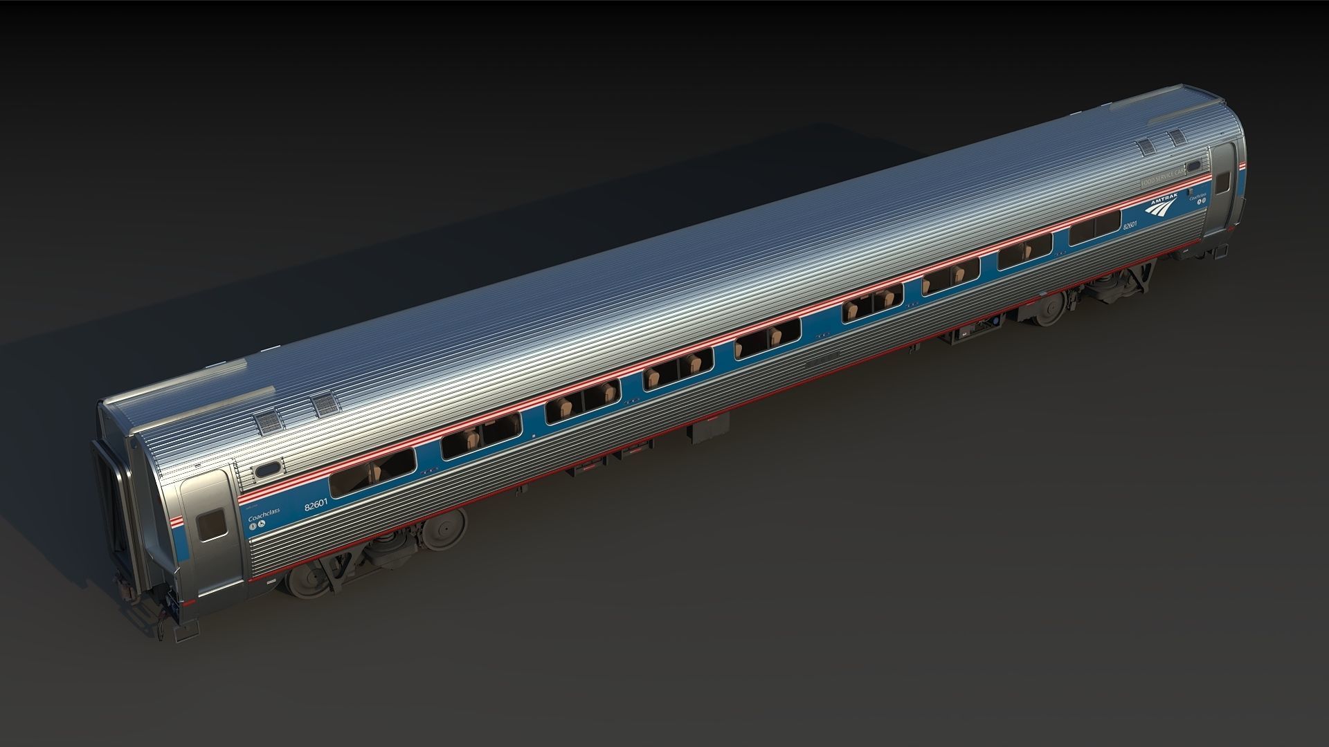 Amfleet 1 Coach Class Low-poly 3D model_10