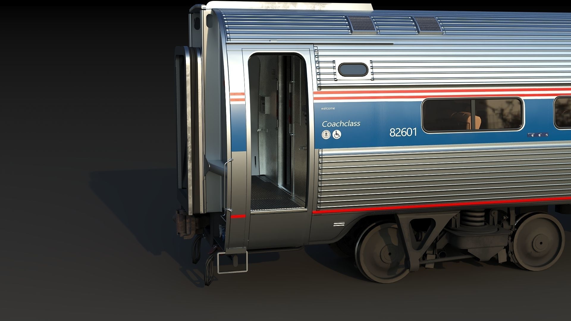 Amfleet 1 Coach Class Low-poly 3D model_12