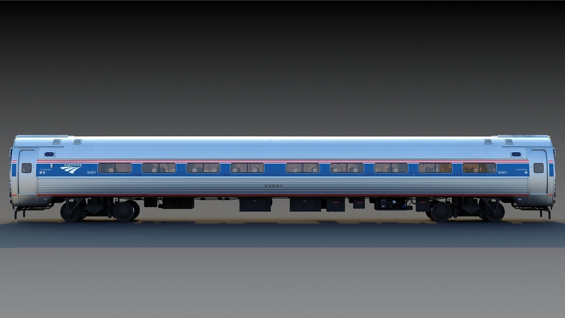 Amfleet 1 Coach Class Low-poly 3D model_7
