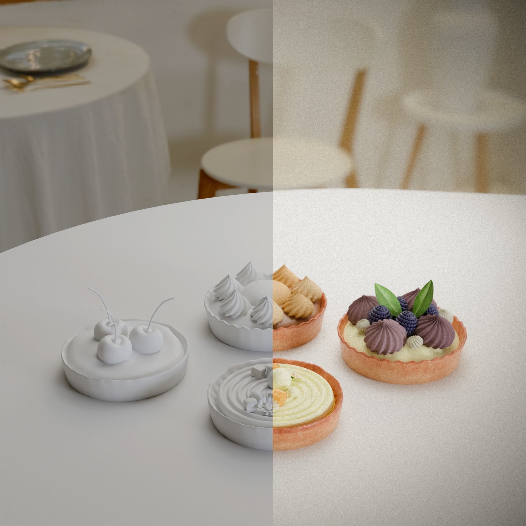 realistic and beautiful mix of pie 3D model_2