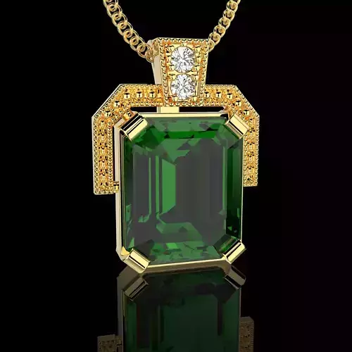 Printable pendant Gem shape emerald 12x10mm STL