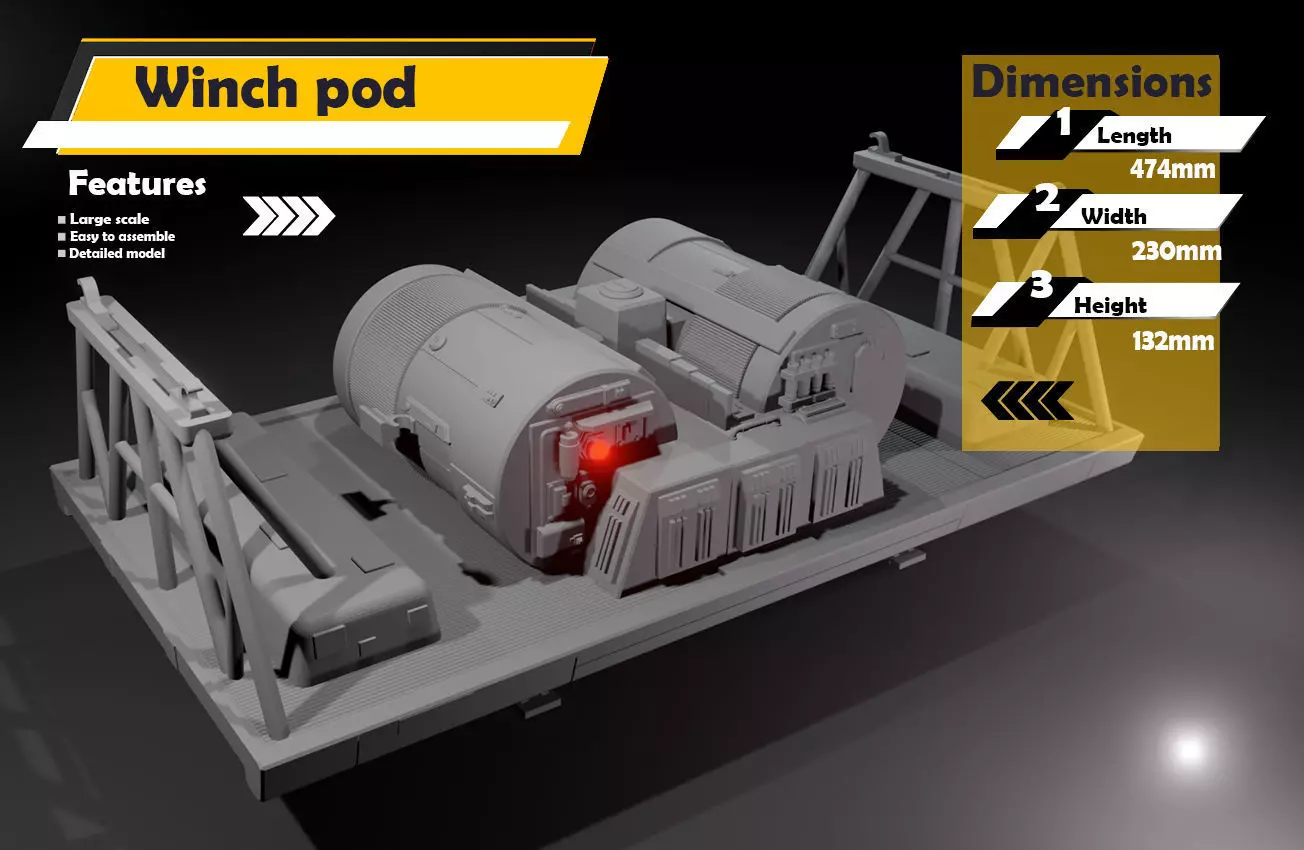 1-24 scale Space 1999 Eage Winch pod  3D print model_0