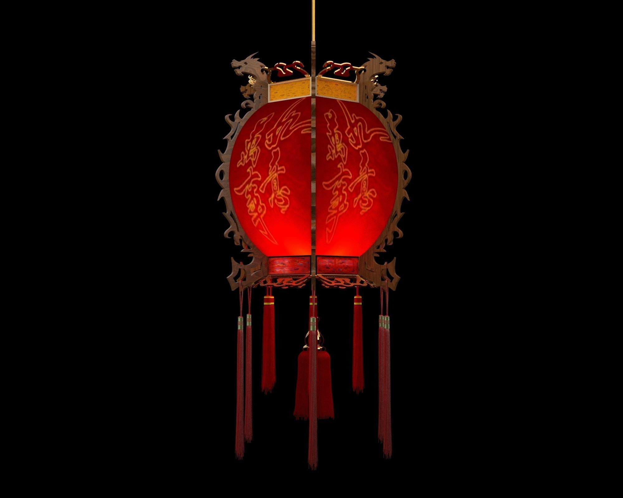 Chinese red lantern 3D model_4