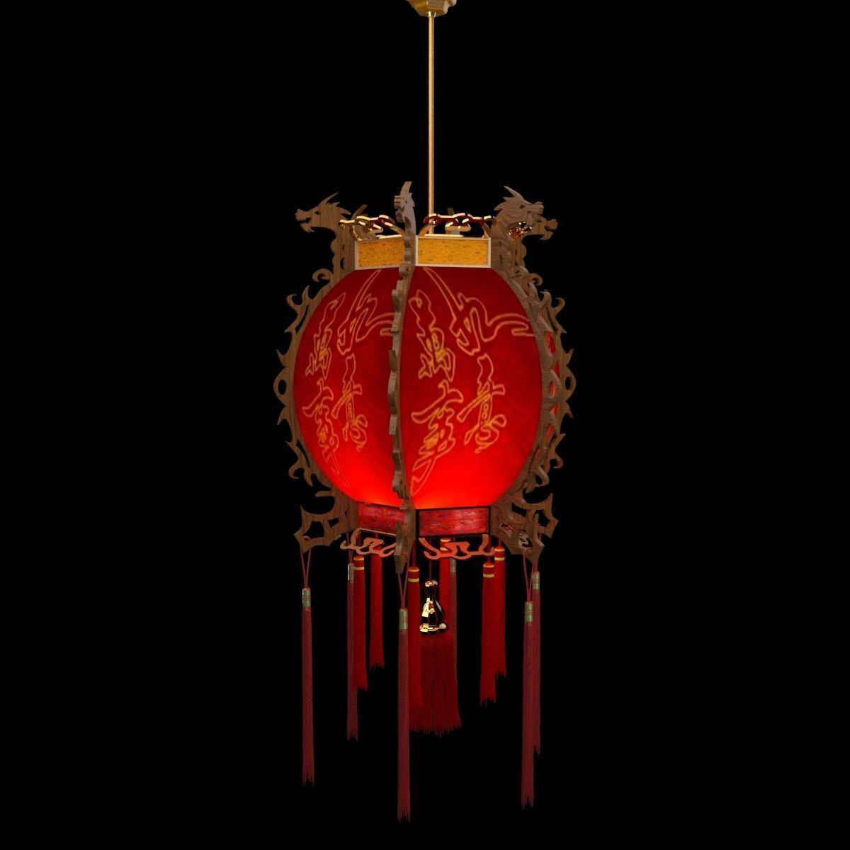 Chinese red lantern 3D model_5