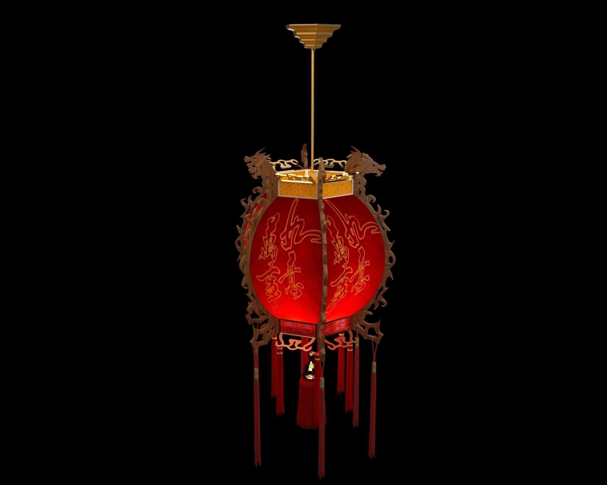 Chinese red lantern 3D model_1