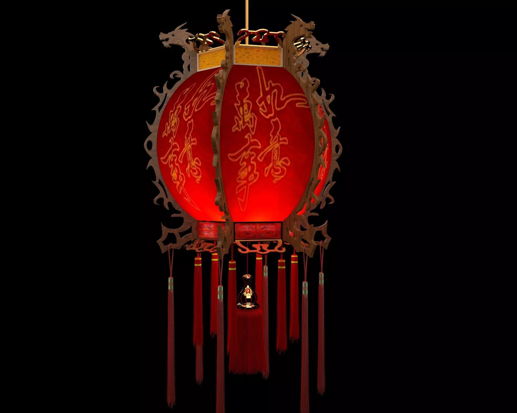Chinese red lantern 3D model_0