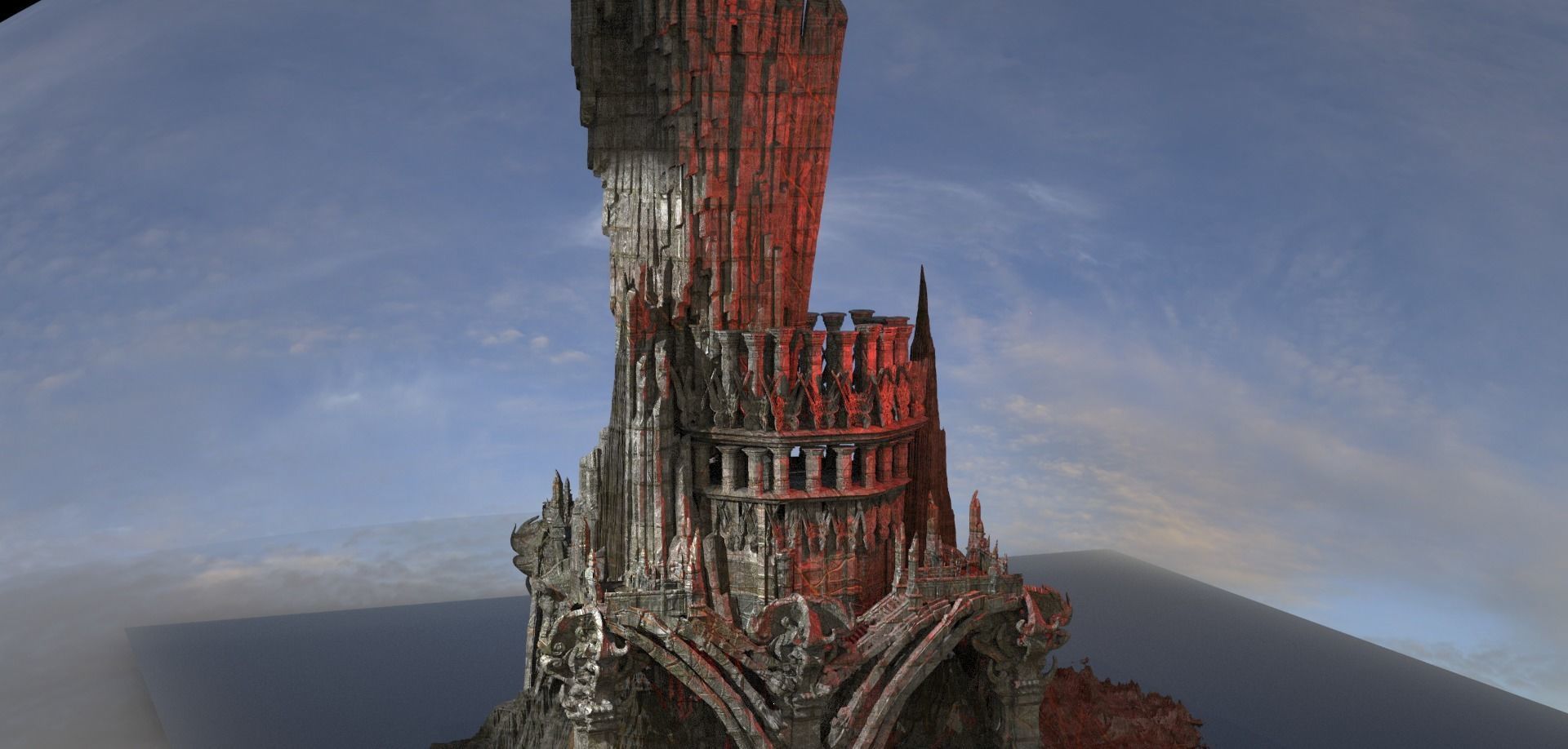 Ancient ivy tower exterior 3D model_1