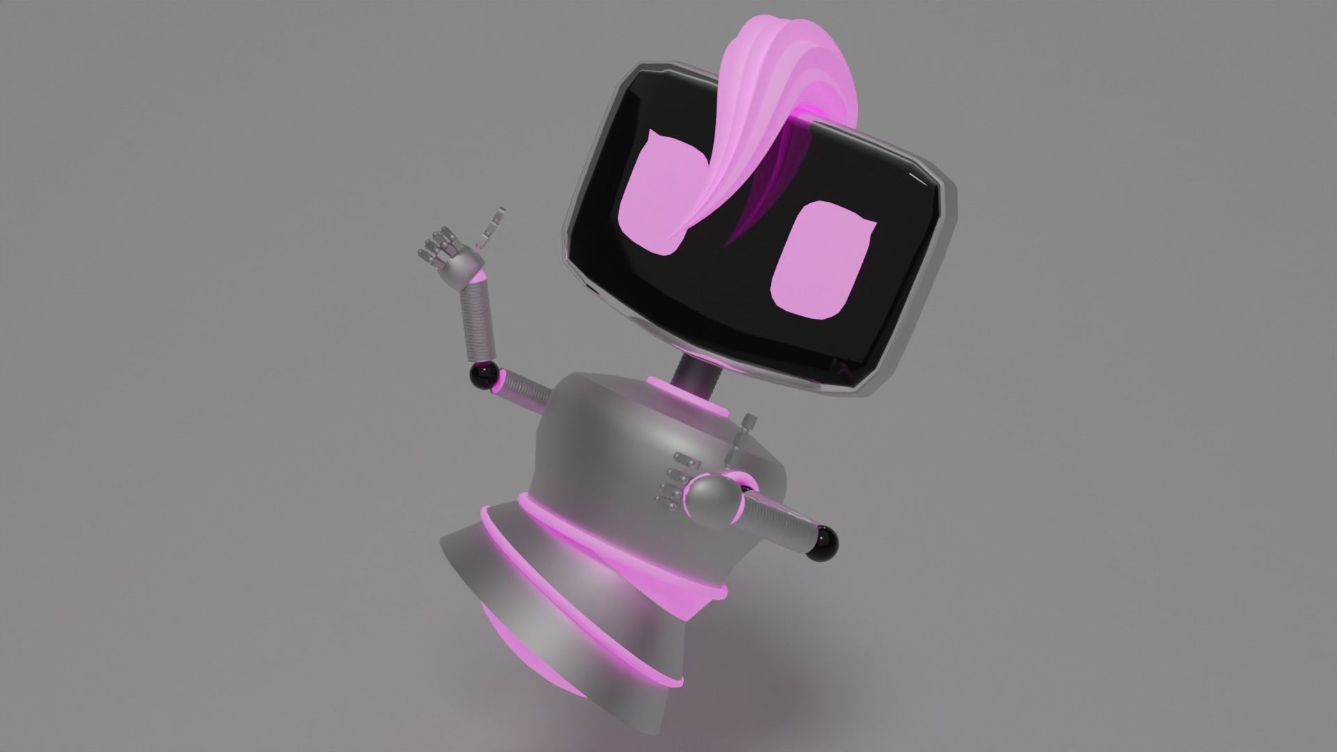 Female Robot Low-poly 3D model_3