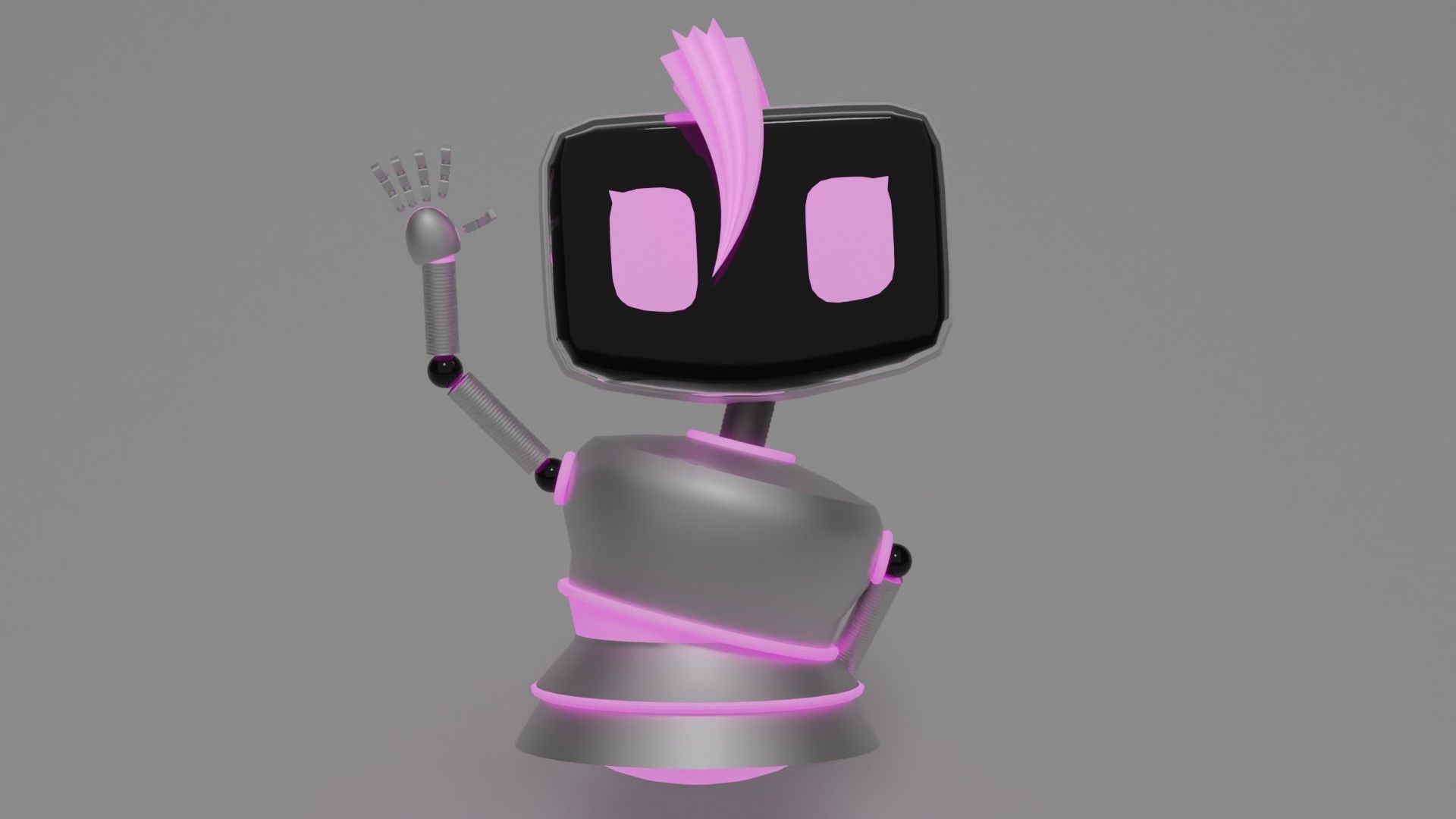 Female Robot Low-poly 3D model_4