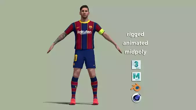 A-Pose rigged Messi Barcelona