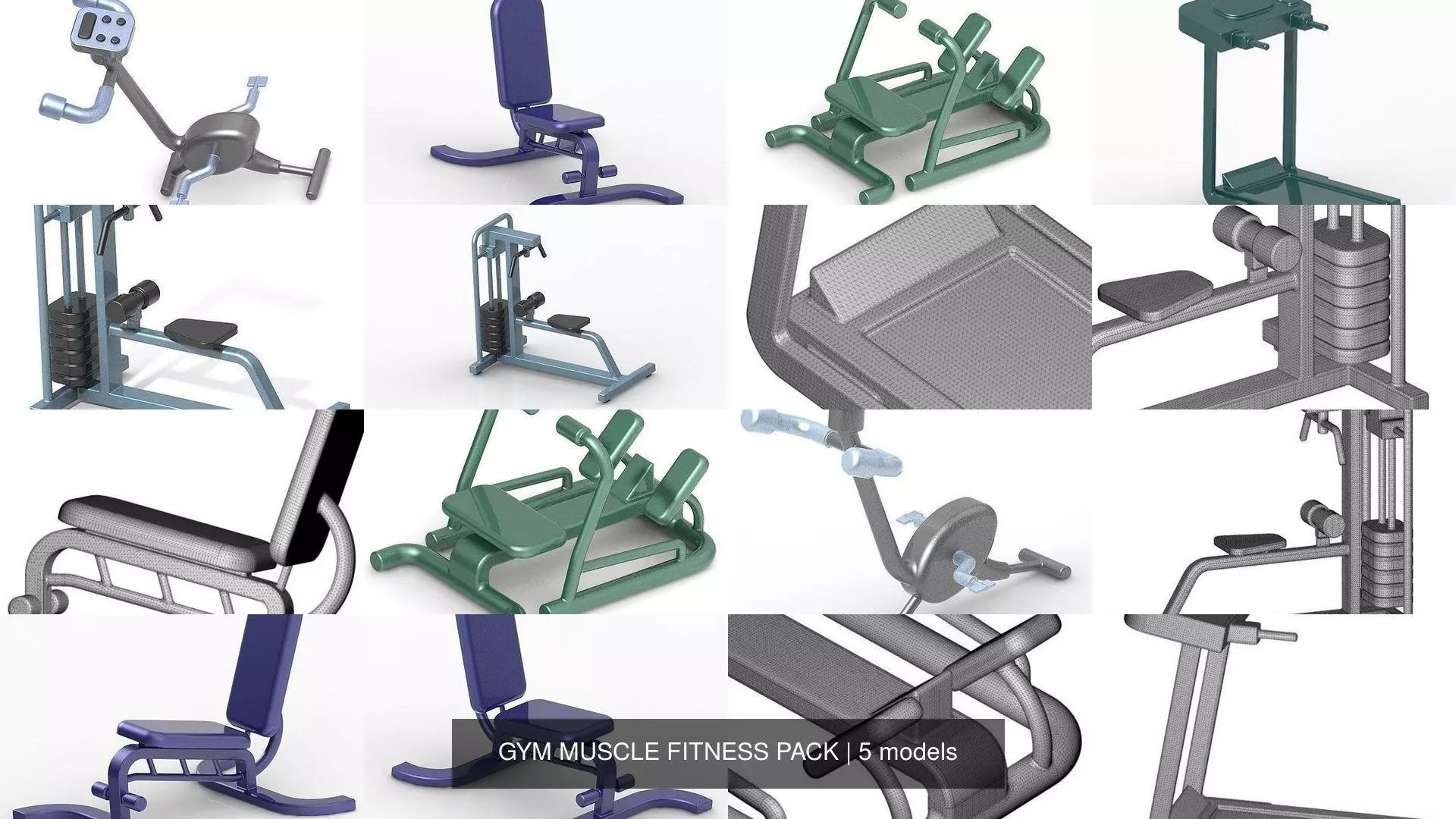GYM MUSCLE FITNESS PACK 3D Model Collection_0
