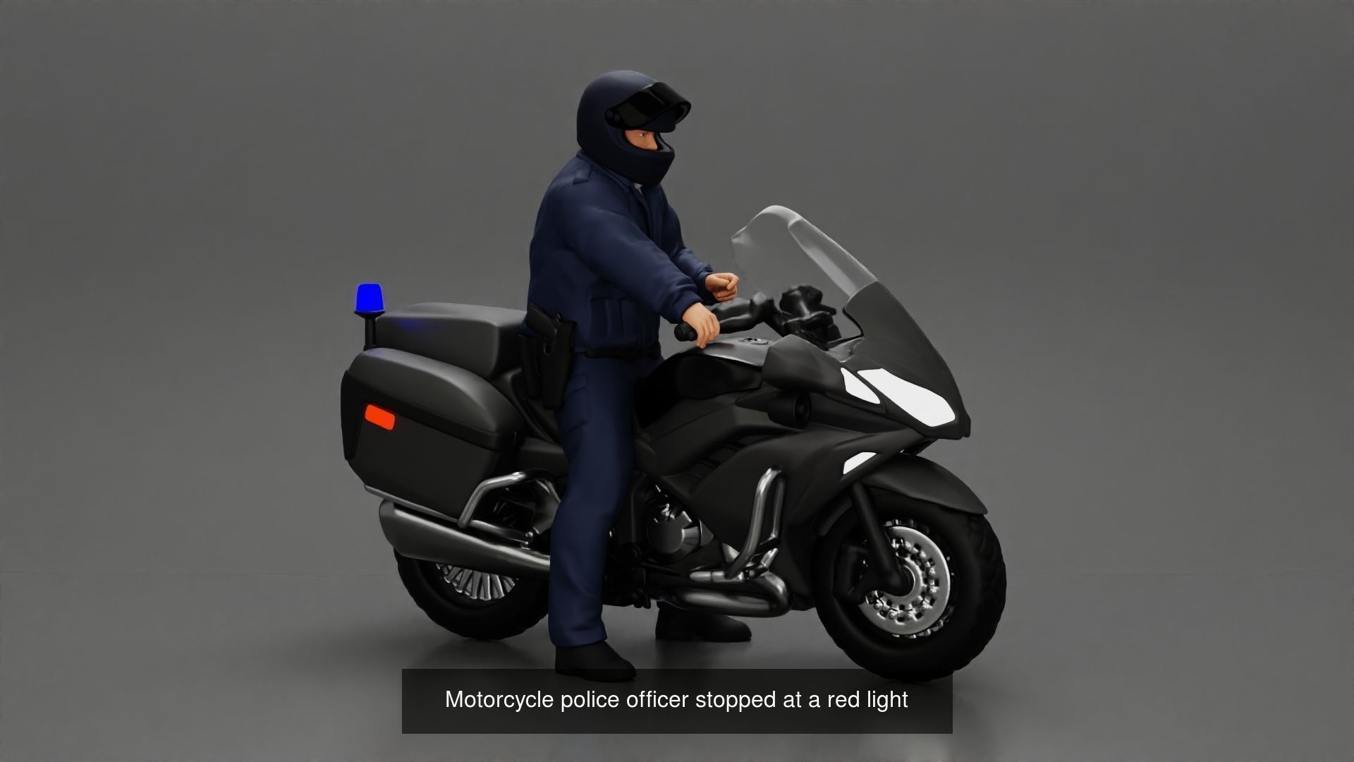 Two police officers riding motorcycle stopped at a red light 3D Model Collection_3